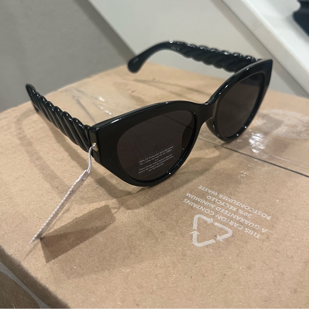 J Crew‎ Cat Eye Braided Side Black Sunglasses - Picture 2 of 5